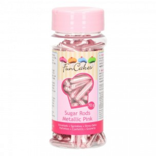 FunCakes Metallic Sugar Rods XL Roze 70g