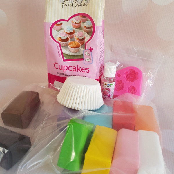 DiY maak het zelf cupcake pakket roos