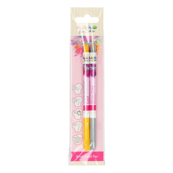 FunCakes Eetbare Stift Goud-Zilver Set/2