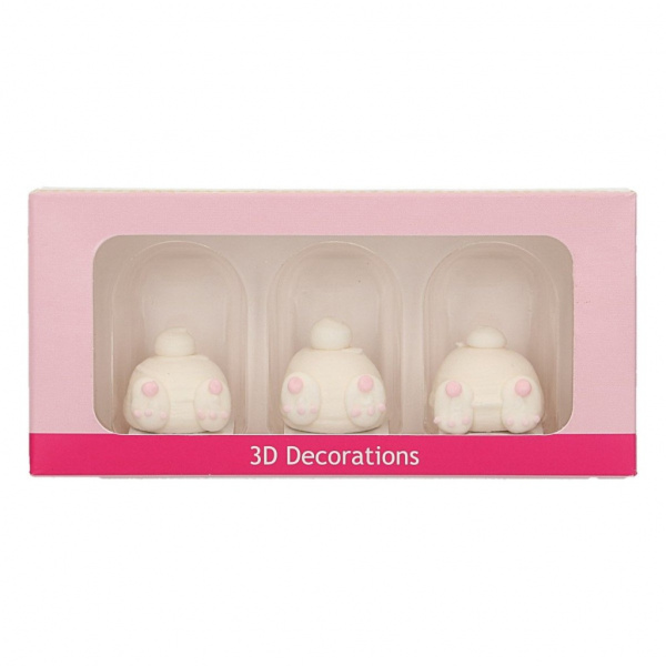 FUNCAKES SUIKERDECORATIE 3D BUNNY BUTTS SET/3