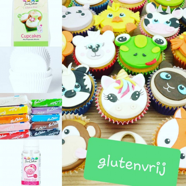 DiY maak het zelf cupcake pakket dieren GLUTENVRIJ