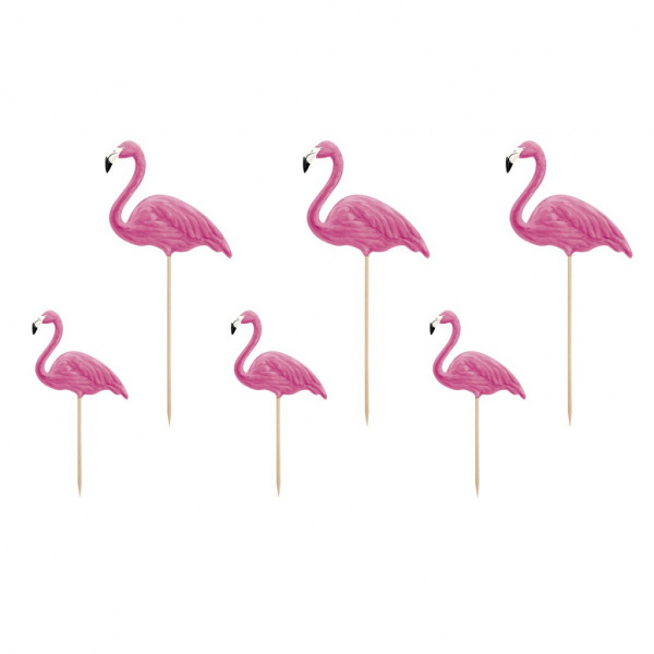 PartyDeco Toppers Flamingo Set/6