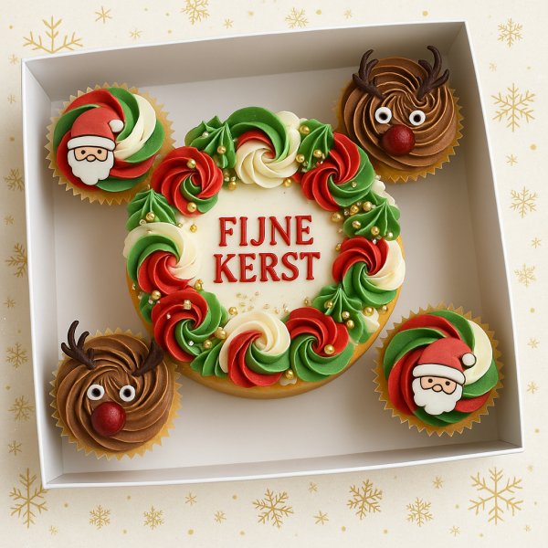 Kerstbento mini cake + 5 cupcakes