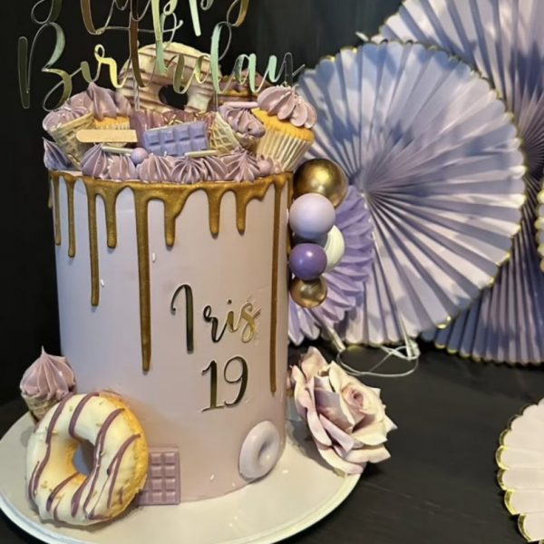 Golden drip birthday cake