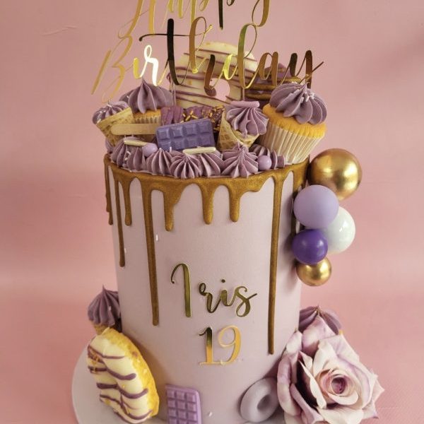 Golden drip birthday cake