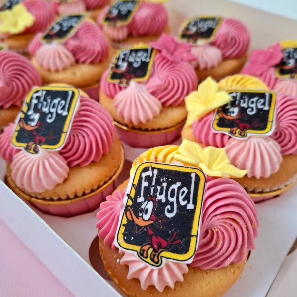 12 Flügel cupcakes eetbaar papier op chocolade